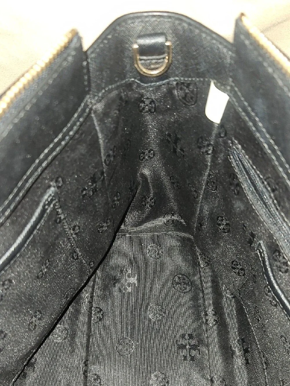 Tory Burch Black Leather Tote with Gold Logo
